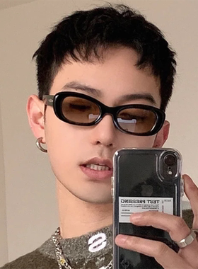 男士韩版方框墨镜白色高级感小框防紫外线近视太阳眼镜女圆脸防晒