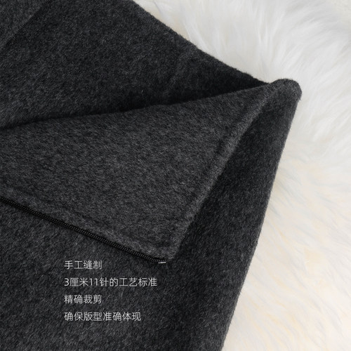 2024新款深灰色秋冬半身裙短中长款羊毛呢绒包臀A版厚实保暖通勤 - 图3