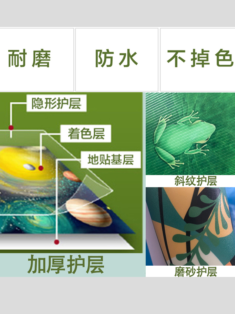 荷花鲤鱼海底厨房地面防水防滑耐磨3d地贴立体防油壁纸浴室桌面贴 - 图2