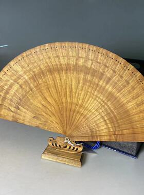 金丝楠木折扇木质高端工艺扇礼盒中国风复古随身摆件扇子手持S38