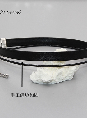 RC原创设计 皮质素链choker 暗黑冷淡黑绳双层短款叠戴锁骨细颈链