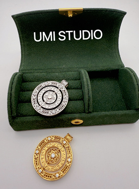 UMI家·轻珠宝/S925银镀k金·梦幻八面玲珑罗盘镶钻吊坠高级感