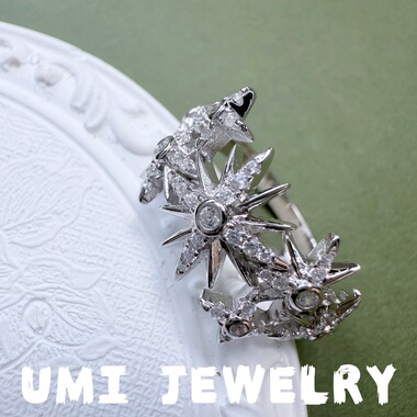 UMI家【璀璨星河】/S925银镀k金满天星白金色清冷感戒指小众设计