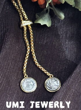 UMI家·轻珠宝/S925银镀k金大力神古币项链复古小众设计复古长款