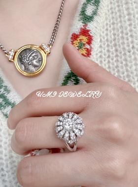 UMI【沐白】S925银镀k金满钻镂空璀璨爆闪小众高级感轻奢时尚女戒