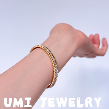 UMI家【丰收】/S925银镀k金·分色意大利拉丝编制手镯高级感轻奢