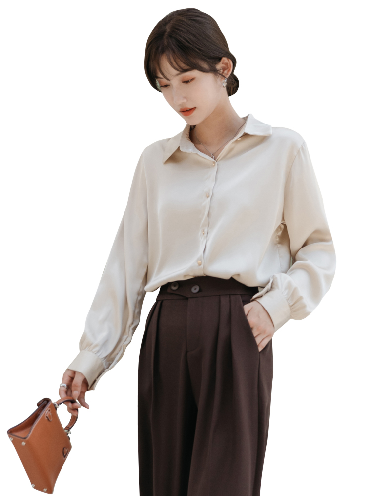 爱雅蜜旗舰店秋季新款设计感小众白衬衫女职业装长袖气质高端正装雪纺上衣3