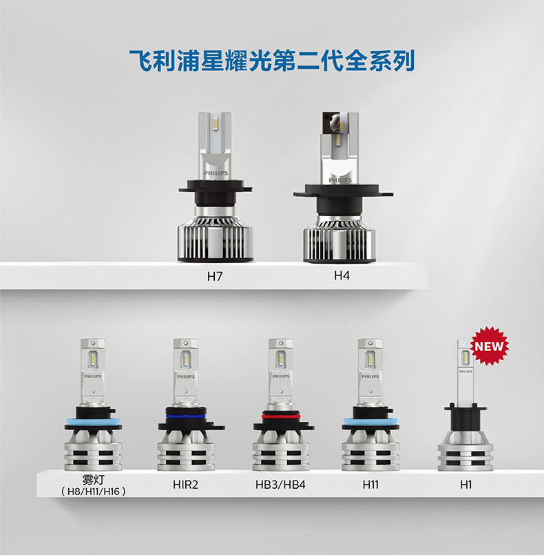 飞利浦LED汽车大灯H4H7H11H9HIR2远近光灯前大灯雾灯泡星耀光二代