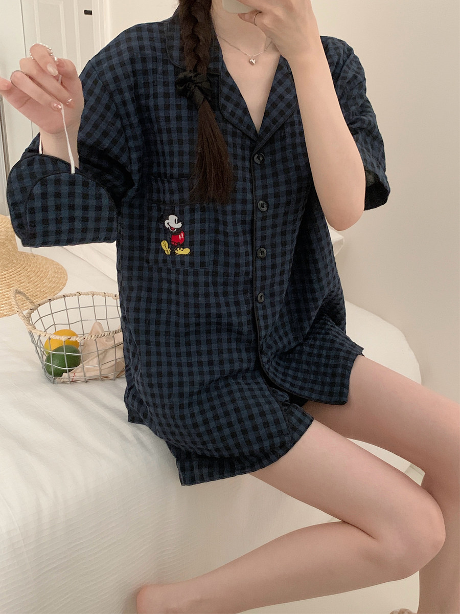 卡通米奇梭织棉纱睡衣女夏季薄款网红ins柔软透气夏天家居服套装,淘宝优惠券,粉丝福利购,淘宝优惠卷