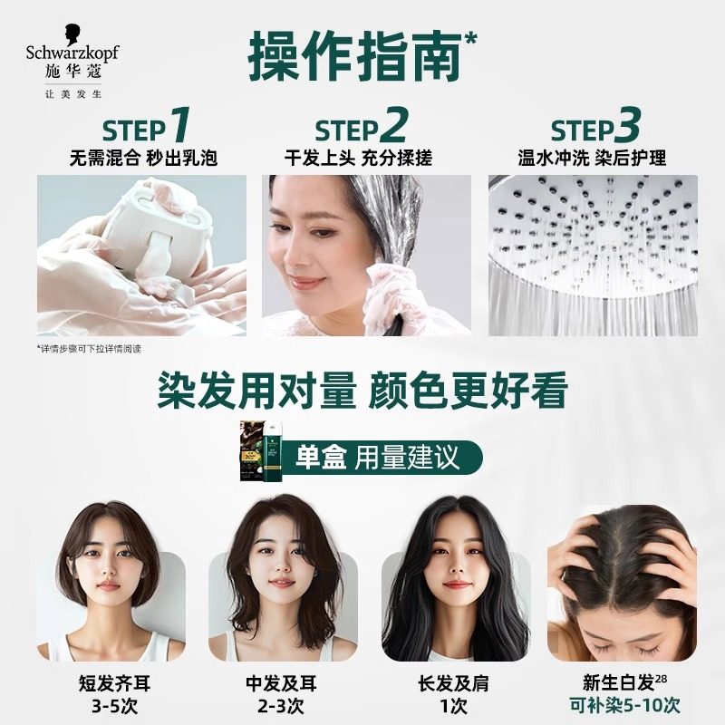 施华蔻染发膏染发剂怡然一按染自己在家染植物无氨泡泡染发剂盖白,淘宝优惠券,粉丝福利购,淘宝优惠卷