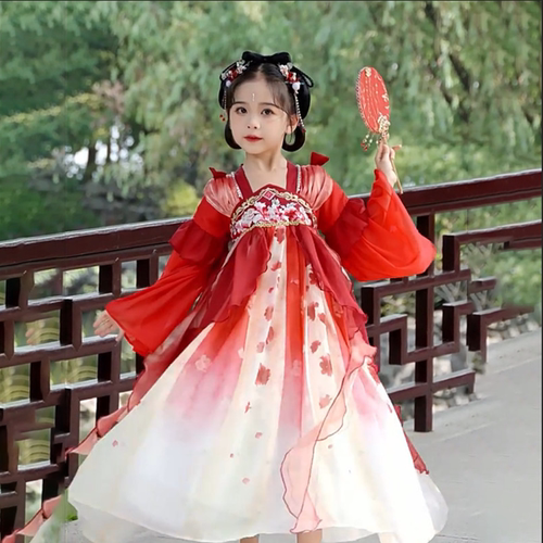 中秋女童汉服春秋中国风新款儿童装超仙古装春款女孩古风唐装裙子 - 图0