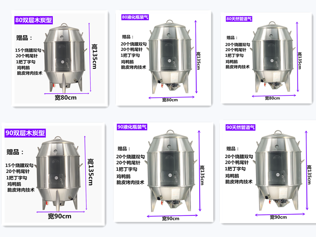 世厨加厚单层双层木炭天燃气烤鸭炉设备烧鹅烧腊脆皮五花烤肉烤炉-图0