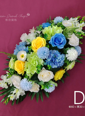 仿真会议室桌花假花 商务用花长桌摆花桌台式花活动用花装饰