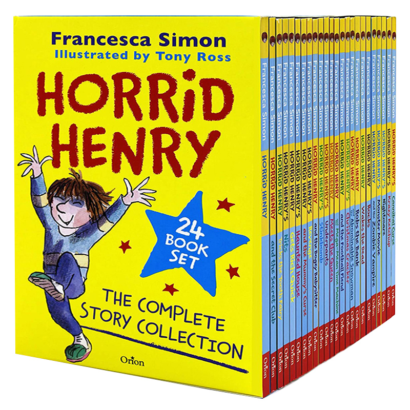 淘气包亨利24册 英文原版 Horrid Henry 套装礼盒黑白插图 弗朗西斯卡西蒙 桥梁章节书 课外阅读 搭小屁孩日记 女巫温妮