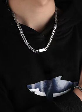 嘻哈夸张古巴链欧美街头项链男女士锁骨链个性气质饰品钛钢不掉色