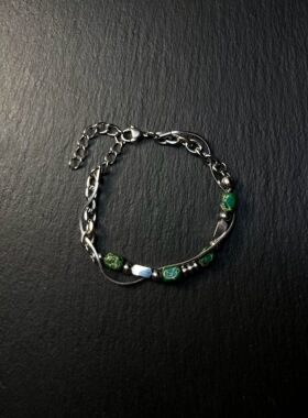 Vintage古着 Green natural stone splicing绿色天然石拼接手链