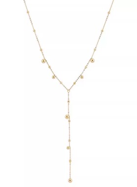 【钛钢不掉色】硕果累累圆珠球球Y型流苏小金球某福同款闺蜜项链