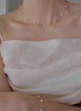 单层满天星单层钛钢链不掉色ins简约锁骨网红法式锁骨链39cm尾链5