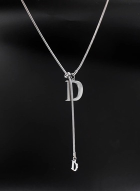 钛钢项链女轻奢小众字母D毛衣链秋冬大气高档2025新款爆款潮长款