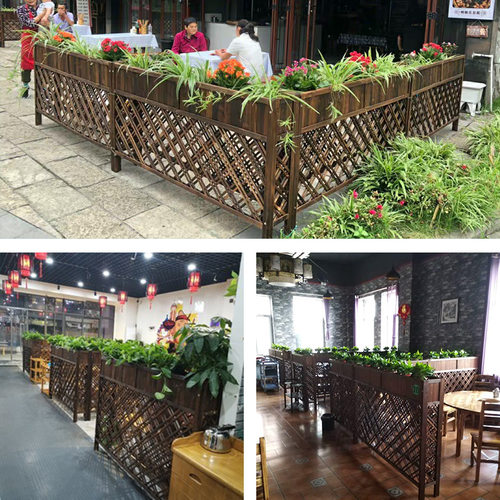 户外隔离围栏饭店餐厅隔断花架防腐木栅栏网格花槽实木阳台花箱 - 图0