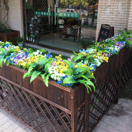 户外隔离围栏饭店餐厅隔断花架防腐木栅栏网格花槽实木阳台花箱 - 图2