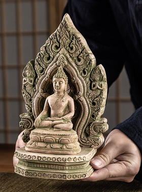 泰国工艺品砂岩佛像摆件家居客厅办公室乔迁创意礼品茶道禅意摆设