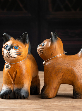 泰国木雕东南亚风猫咪旅游纪念品