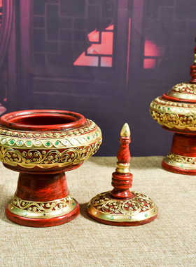 泰国工艺品金箔实木收纳盒