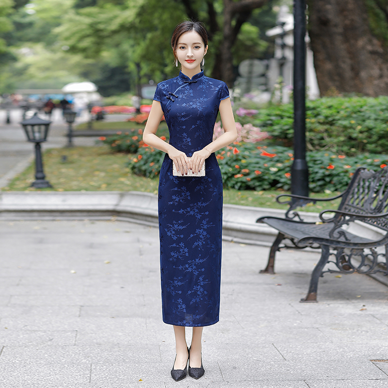 夏季新款改良旗袍复古中国风婚宴礼服日常气质优雅长款祺袍连衣裙 - 图0