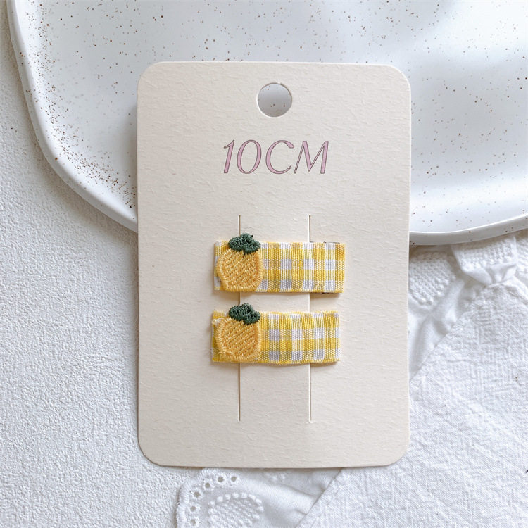 新款儿童刺绣水果格纹发夹甜美女童侧边刘海夹子宝宝碎发BB夹发卡,淘宝优惠券,粉丝福利购,淘宝优惠卷