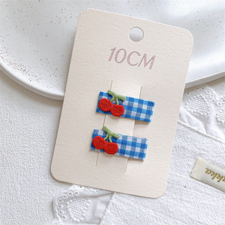 新款儿童刺绣水果格纹发夹甜美女童侧边刘海夹子宝宝碎发BB夹发卡,淘宝优惠券,粉丝福利购,淘宝优惠卷