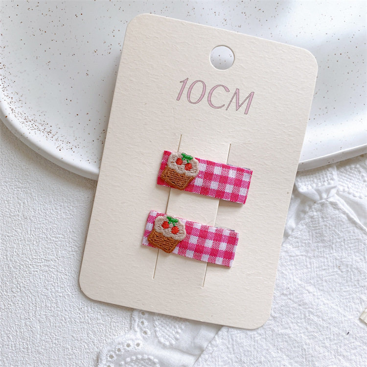 新款儿童刺绣水果格纹发夹甜美女童侧边刘海夹子宝宝碎发BB夹发卡,淘宝优惠券,粉丝福利购,淘宝优惠卷