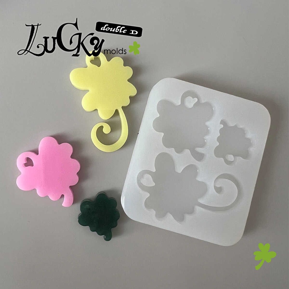 doubleD自制硅胶模具幸运爱心镂空吊坠挂件配饰钥匙扣配件 - 图1