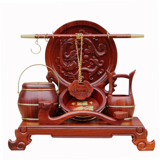 Mahogany three-piece wedding dowry descendants treasure bucket