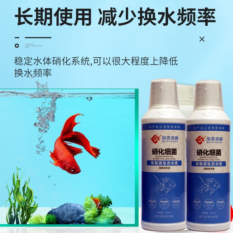 贝克灵森正品授权水族护理除腥臭免激活浓缩硝化细菌昱鱼水黄水绿 - 图1