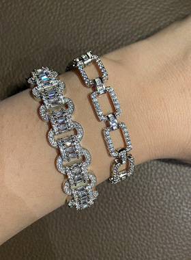 古巴大锁链条手链女珠宝风锆石手饰高级感手镯可微调镶钻链条手链