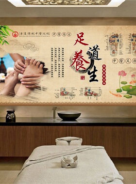 养生中医足疗店墙壁画