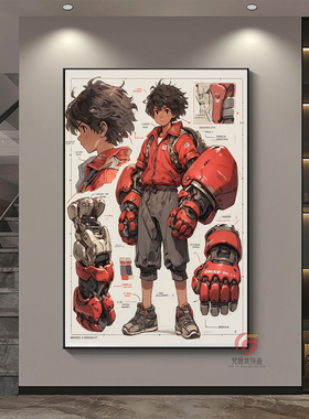 装甲重拳Megalobox装饰画经典情怀机甲动漫客厅玄关男孩房间挂画