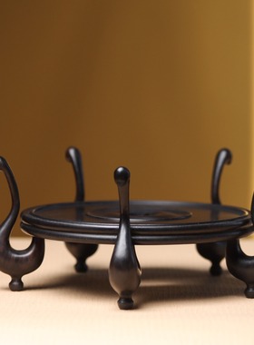 金匠大作红木雕花瓶花盆底座紫光檀盆景花架花几兰花实木圆方形