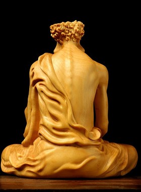 金匠大作崖柏达摩摆件工艺品居家办公室禅意卷发悟道师祖收藏文玩