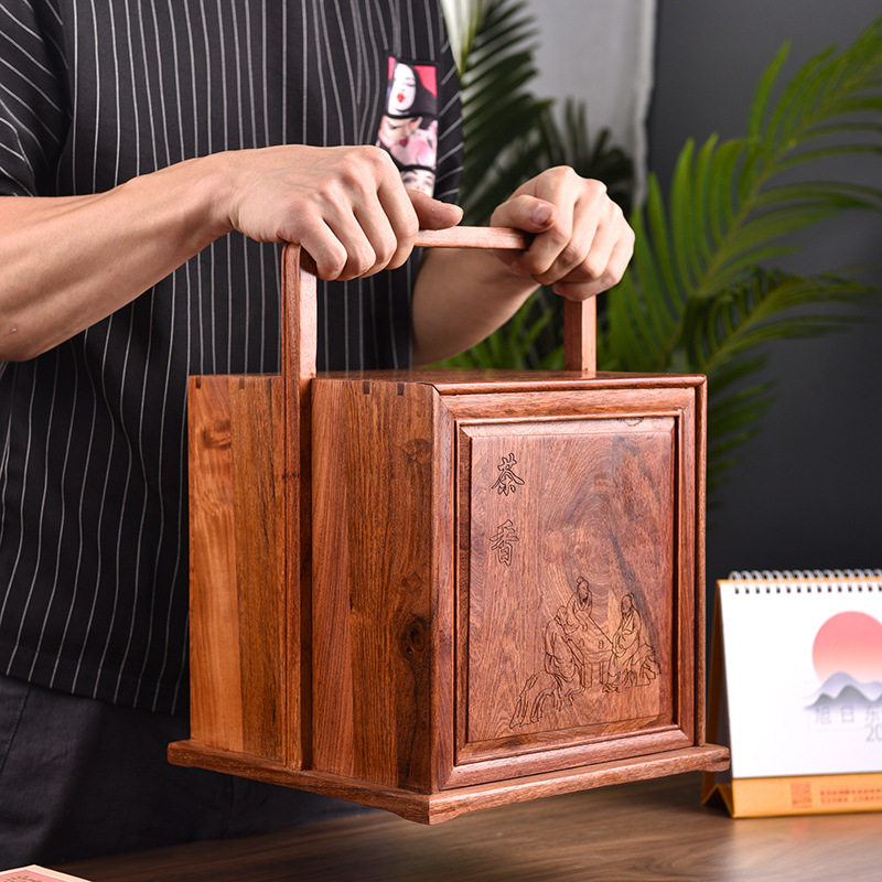 金匠大作木茶盒中国风大容量提篮储茶盒茶叶储存罐普洱茶饼收纳盒,淘宝优惠券,粉丝福利购,淘宝优惠卷