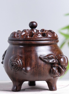 金匠大作黑檀木镂空檀香炉沉香炉禅意茶道家用室内熏香炉古风创意