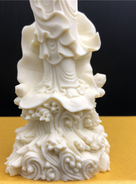 金匠大作象牙果雕刻山水送子菩萨供奉家用坐莲佛像观世音娘娘摆件