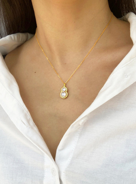 小众原创珍珠镀金可刻字吊坠项链