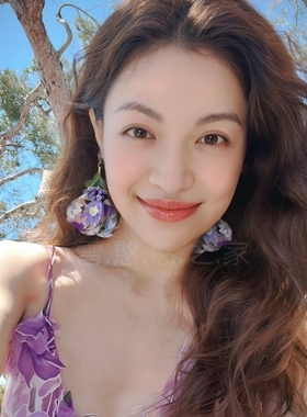 钟楚曦同款耳环紫色布艺耳饰耳钉耳夹耳坠2025春夏新款旅游度假风