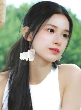 张婧仪同款耳环白色花朵不对称耳饰耳钉耳夹耳坠2024春夏新款旅游