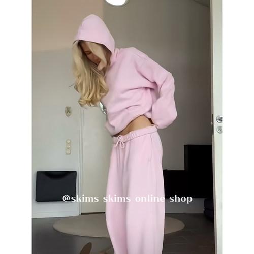 现｜skims卡戴珊cotton fleece宽松休闲圆领拉链连帽卫衣卫裤 - 图1