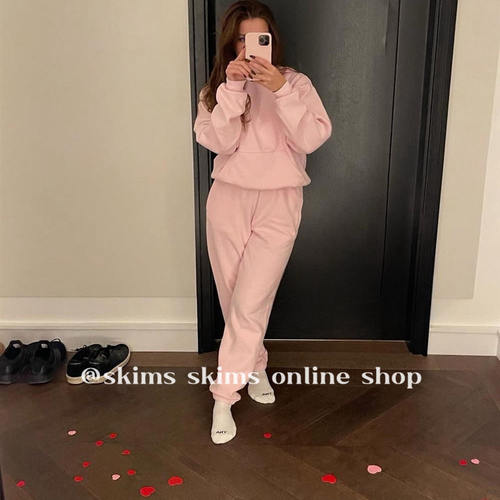 现｜skims卡戴珊cotton fleece宽松休闲圆领拉链连帽卫衣卫裤 - 图3