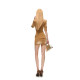 Fanptntox Tencel cotton retro yellow mud denim shirt-sleeved short-sleeved top slim-fitting hip skirt suit