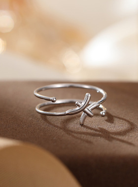 纯银12十二星座戒指双子双鱼天秤射手摩羯白羊座男女活口食指戒指